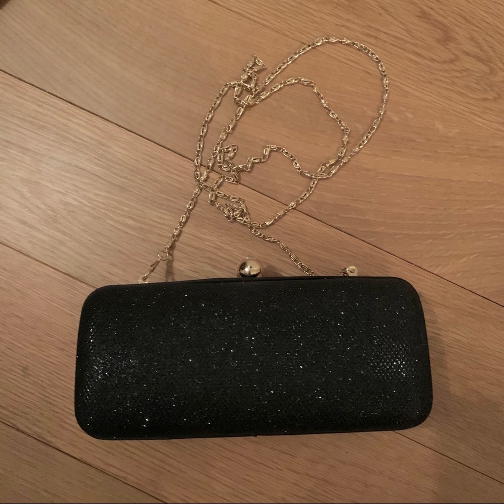 Black sequinned evening bag